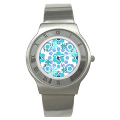 Flowers Pearls And Donuts Pastel Teal Periwinkle Teal White  Stainless Steel Watch