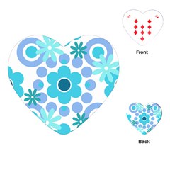 Flowers Pearls And Donuts Pastel Teal Periwinkle Teal White  Playing Cards Single Design (Heart)