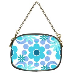 Flowers Pearls And Donuts Pastel Teal Periwinkle Teal White  Chain Purse (Two Sides)