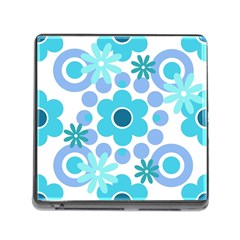 Flowers Pearls And Donuts Pastel Teal Periwinkle Teal White  Memory Card Reader (Square 5 Slot)