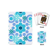 Flowers Pearls And Donuts Pastel Teal Periwinkle Teal White  Playing Cards Single Design (Mini)