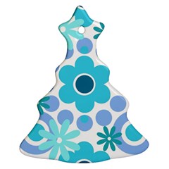 Flowers Pearls And Donuts Pastel Teal Periwinkle Teal White  Ornament (Christmas Tree) 