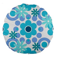 Flowers Pearls And Donuts Pastel Teal Periwinkle Teal White  Large 18  Premium Round Cushions