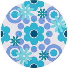 Flowers Pearls And Donuts Pastel Teal Periwinkle Teal White  UV Print Round Tile Coaster
