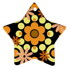 Flowers Pearls And Donuts Peach Yellow Orange Black Ornament (star)