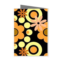 Flowers Pearls And Donuts Peach Yellow Orange Black Mini Greeting Cards (pkg Of 8) by Mazipoodles