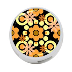 Flowers Pearls And Donuts Peach Yellow Orange Black 4-port Usb Hub (two Sides) by Mazipoodles