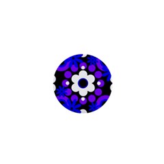 Flowers Pearls And Donuts Blue Purple White Black  1  Mini Magnets by Mazipoodles