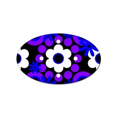 Flowers Pearls And Donuts Blue Purple White Black  Sticker (oval) by Mazipoodles