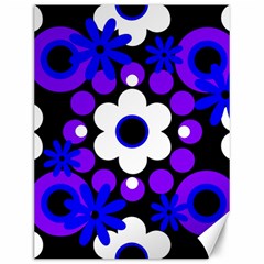Flowers Pearls And Donuts Blue Purple White Black  Canvas 12  X 16  by Mazipoodles