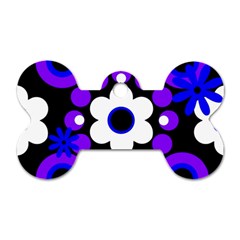 Flowers Pearls And Donuts Blue Purple White Black  Dog Tag Bone (one Side) by Mazipoodles