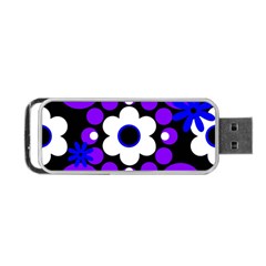 Flowers Pearls And Donuts Blue Purple White Black  Portable Usb Flash (one Side) by Mazipoodles