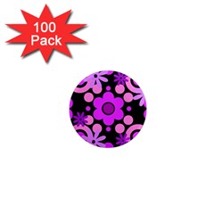 Flowers Pearl And Donuts Lilac Blush Pink Magenta Black  1  Mini Magnets (100 Pack)  by Mazipoodles