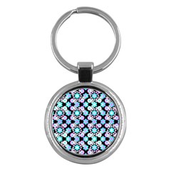 Bitesize Flowers Pearls And Donuts Bubblegum Blue Purple White Key Chain (round) by Mazipoodles