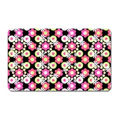 Bitesize Flowers Pearls And Donuts Strawberry Lemon Lime Sherbet Black Magnet (rectangular) by Mazipoodles