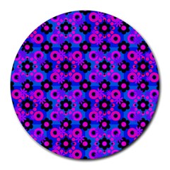 Bitesize Flowers Pearls And Donuts Strawberry Raspberry Blueberry Black Round Mousepad