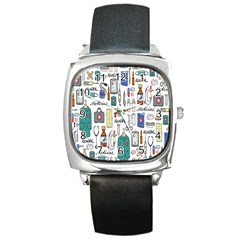 Medical Biology Detail Medicine Psychedelic Science Abstract Abstraction Chemistry Genetics Art Patt Square Metal Watch by Jancukart