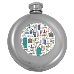 Medical Biology Detail Medicine Psychedelic Science Abstract Abstraction Chemistry Genetics Art Patt Round Hip Flask (5 Oz) by Jancukart