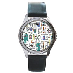 Medical Biology Detail Medicine Psychedelic Science Abstract Abstraction Chemistry Genetics Art Patt Round Metal Watch