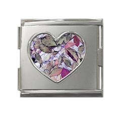 Leaves  Mega Link Heart Italian Charm (18mm) by DinkovaArt