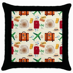 Suitcase Tickets Plane Camera Throw Pillow Case (black)