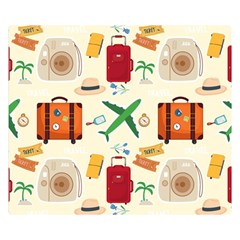 Suitcase Tickets Plane Camera Premium Plush Fleece Blanket (small) by Ravend