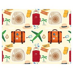 Suitcase Tickets Plane Camera Premium Plush Fleece Blanket (medium) by Ravend