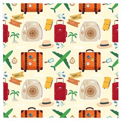 Suitcase Tickets Plane Camera Wooden Puzzle Square