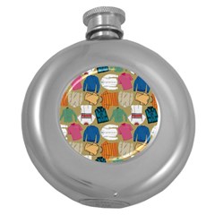 Pattern Art T-shirt Shirts Clothing Fabric Round Hip Flask (5 Oz)