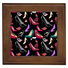 Heels Shoes Pattern Feminine Art Framed Tile