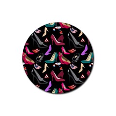 Heels Shoes Pattern Feminine Art Rubber Coaster (round)