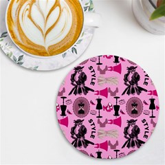 Fashion Girl Newyork Bts Nft Uv Print Round Tile Coaster by Ravend