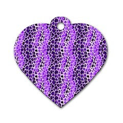 Purple Leopard  Dog Tag Heart (two Sides) by DinkovaArt