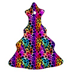 Rainbow Leopard Christmas Tree Ornament (two Sides) by DinkovaArt