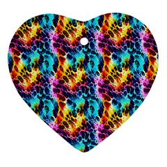 Rainbow Leopard 2 Ornament (heart) by DinkovaArt