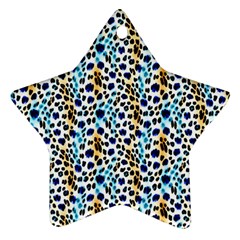 Blue Beige Leopard Ornament (star) by DinkovaArt