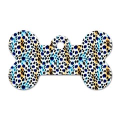 Blue Beige Leopard Dog Tag Bone (two Sides) by DinkovaArt