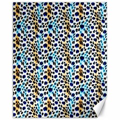 Blue Beige Leopard Canvas 11  X 14  by DinkovaArt