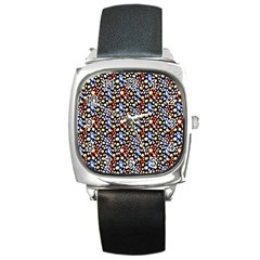 Colorful Leopard Square Metal Watch by DinkovaArt