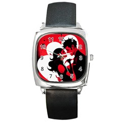 3 - Science Love And Art 2 - Science Love And Art Square Metal Watch by LemonPear