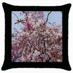 Almond Tree Flower Throw Pillow Case (black)