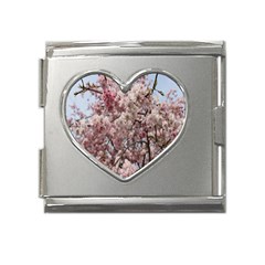 Almond Tree Flower Mega Link Heart Italian Charm (18mm) by artworkshop