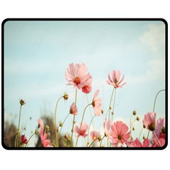 Cosmos Flower Blossom In Garden One Side Fleece Blanket (medium) by artworkshop