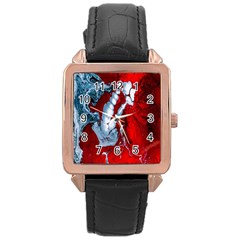 Design Pattern Decoration Rose Gold Leather Watch 