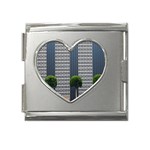 Exterior building pattern Mega Link Heart Italian Charm (18mm) Front