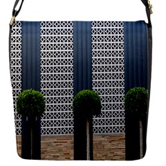 Exterior Building Pattern Flap Closure Messenger Bag (s)