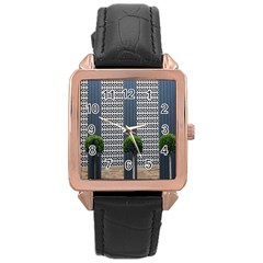 Exterior-building-pattern Rose Gold Leather Watch  by artworkshop