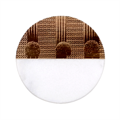 Exterior-building-pattern Classic Marble Wood Coaster (round)  by artworkshop