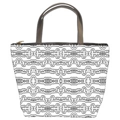 Black And White Tribal Print Pattern Bucket Bag by dflcprintsclothing