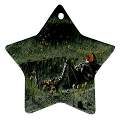 Astronaut Lying In Flowers Fantasy Ornament (star) by artworkshop